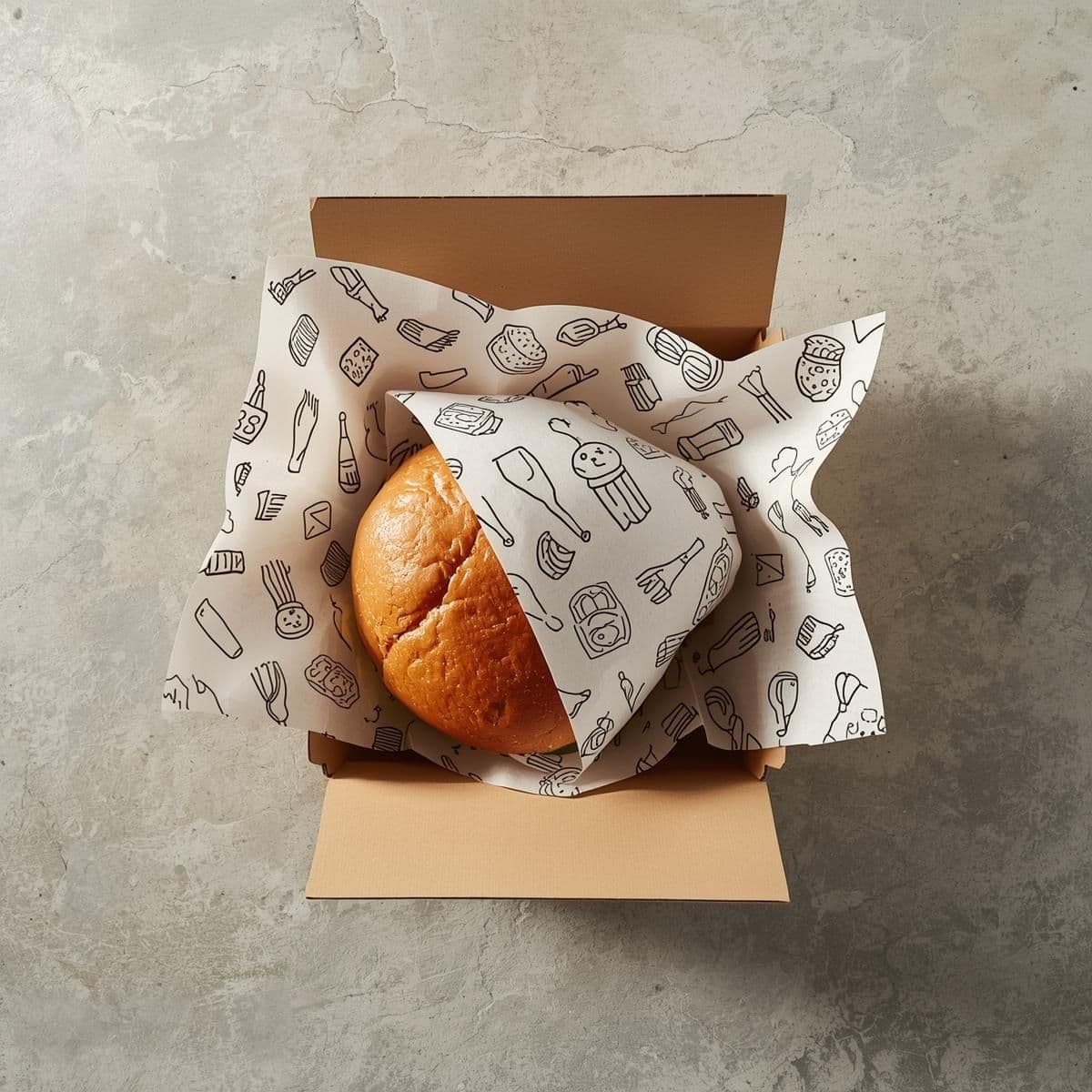 Custom Burger Tissue Paper – Rectangle Single Colour Burger Packaging